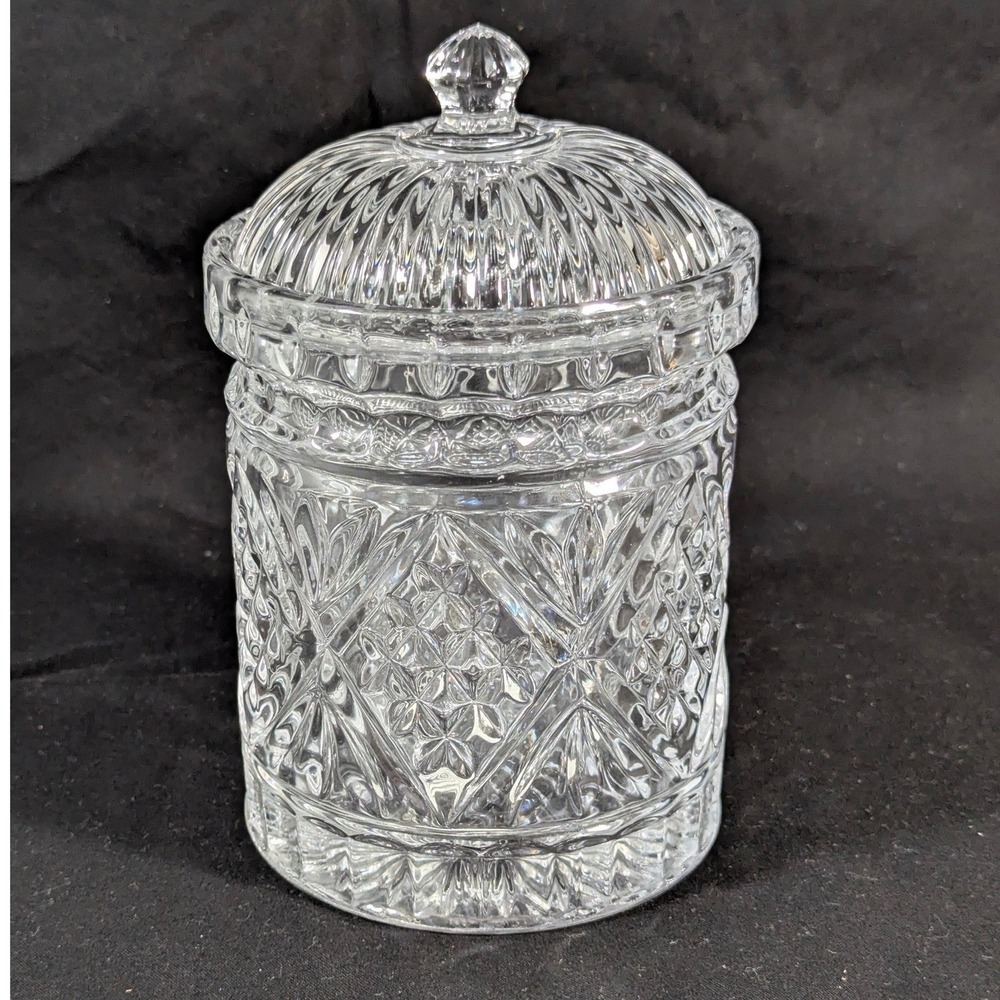 Shannon Crystal by Godinger Dublin Crystal Biscuit Box Lidded Cookie Jar 7"